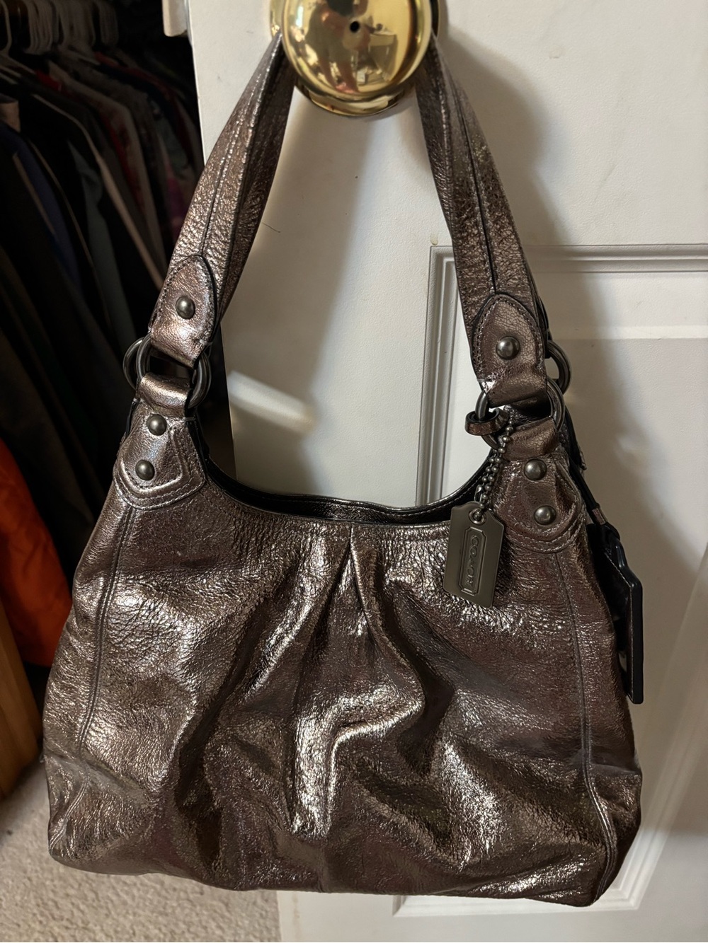 Y2K Coach Metallic Chocolate Shoulder Bag